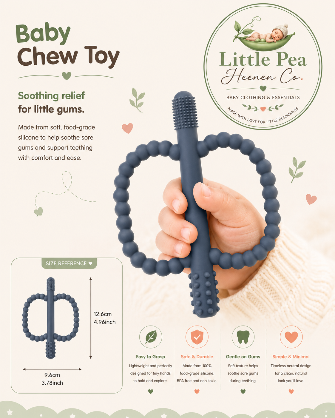 Baby Chew Toy / Silicone Teether — Dark Navy